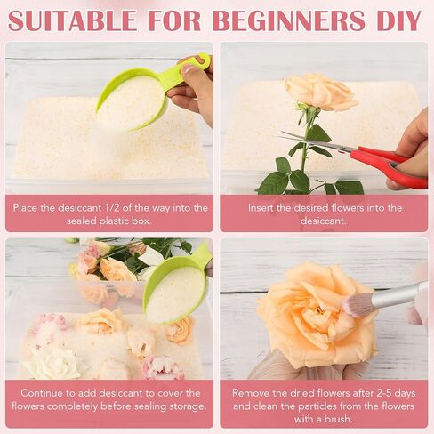 VOISEN Silica Gel Flower Drying, 5LBS Silica Gel for Drying Flowers,Color Indicating Flower Preservation Kit Contains Flowers Desiccant, Brush, Gloves, 6.7 L Plastic Box in Kuwait
