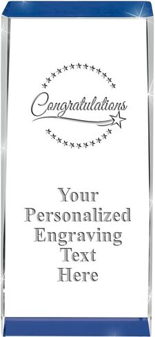 Crown Awards Customizable Crystal Trophy, 4.5" Engraved Blue Spotlight Crystal Award in Saudi Arabia
