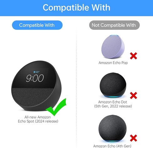 White Wall Mount Holder for All-New Amazon Echo Spot 2024, Amazon Echo Spot (2024 Release) Stand Bracket, Echo Spot Stand, Wall Bracket, Wire Organizer, Accessories in Saudi Arabia
