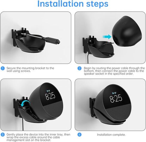 White Wall Mount Holder for All-New Amazon Echo Spot 2024, Amazon Echo Spot (2024 Release) Stand Bracket, Echo Spot Stand, Wall Bracket, Wire Organizer, Accessories in Saudi Arabia