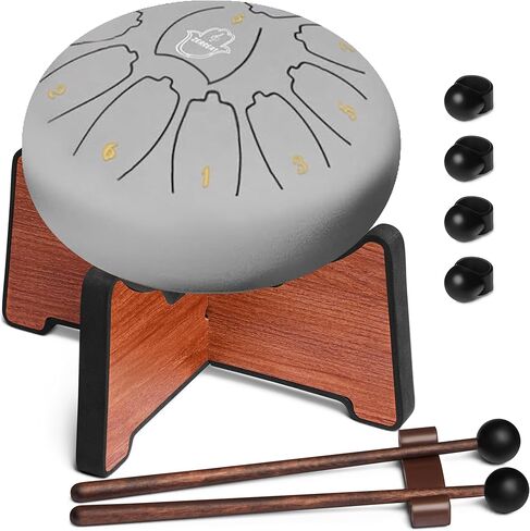 Steel Tongue Drum 14 Inches, 15 Notes Steel Drum + Unique Stand, Drum Sticks, Finger-Picks, Bag, Beginners Friends &Adults | Spiritual Musical Instruments. Water Blue in Saudi Arabia