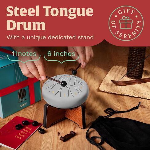Steel Tongue Drum 14 Inches, 15 Notes Steel Drum + Unique Stand, Drum Sticks, Finger-Picks, Bag, Beginners Friends &Adults | Spiritual Musical Instruments. Water Blue in Saudi Arabia