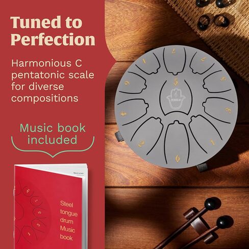 Steel Tongue Drum 14 Inches, 15 Notes Steel Drum + Unique Stand, Drum Sticks, Finger-Picks, Bag, Beginners Friends &Adults | Spiritual Musical Instruments. Water Blue in Saudi Arabia