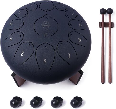 Steel Tongue Drum 14 Inches, 15 Notes Steel Drum + Unique Stand, Drum Sticks, Finger-Picks, Bag, Beginners Friends &Adults | Spiritual Musical Instruments. Water Blue in Saudi Arabia