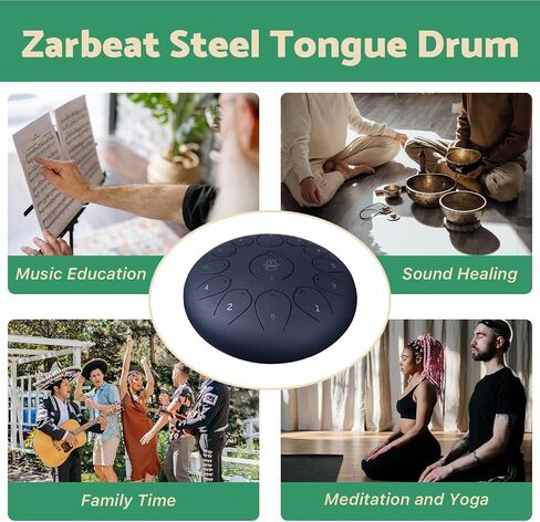 Steel Tongue Drum 14 Inches, 15 Notes Steel Drum + Unique Stand, Drum Sticks, Finger-Picks, Bag, Beginners Friends &Adults | Spiritual Musical Instruments. Water Blue in Saudi Arabia