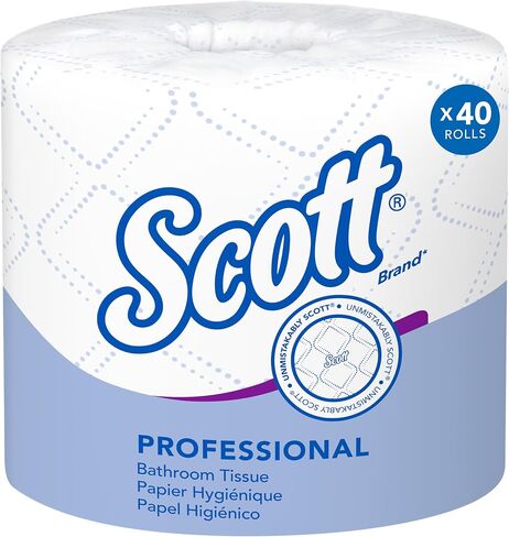 Scott® Professional Standard Roll Bulk Toilet Paper (48040), 2-Ply, Elevated Design, White, Individually wrapped rolls (550 Sheets/Roll, 40 Rolls/Case, 22,000 Sheets/Case) in Kuwait