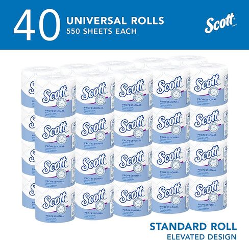 Scott® Professional Standard Roll Bulk Toilet Paper (48040), 2-Ply, Elevated Design, White, Individually wrapped rolls (550 Sheets/Roll, 40 Rolls/Case, 22,000 Sheets/Case) in Kuwait