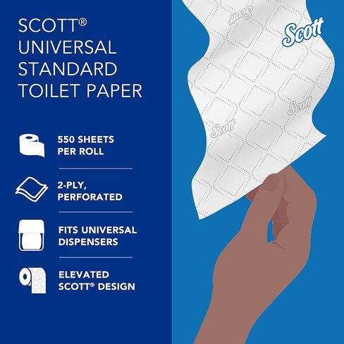 Scott® Professional Standard Roll Bulk Toilet Paper (48040), 2-Ply, Elevated Design, White, Individually wrapped rolls (550 Sheets/Roll, 40 Rolls/Case, 22,000 Sheets/Case) in Kuwait