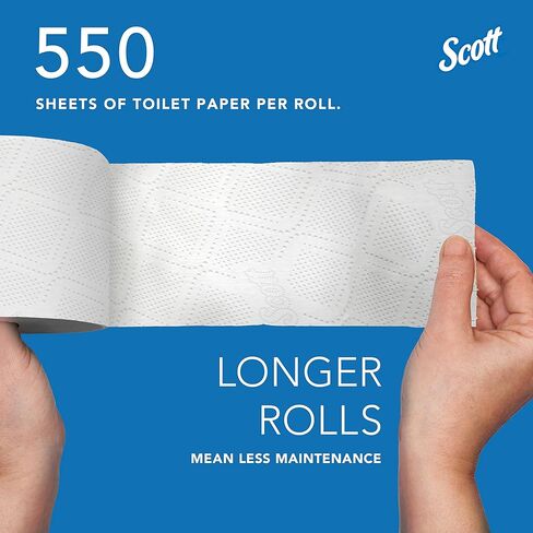 Scott® Professional Standard Roll Bulk Toilet Paper (48040), 2-Ply, Elevated Design, White, Individually wrapped rolls (550 Sheets/Roll, 40 Rolls/Case, 22,000 Sheets/Case) in Kuwait
