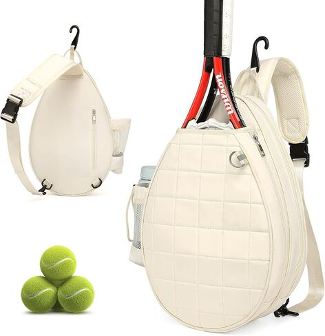 Tennis Bag, Quilted Tennis Backpack Holds 2 Rackets, Waterproof Crossbody Sling Pickleball Bags for Women, Men and Youth in Kuwait