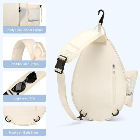 Tennis Bag, Quilted Tennis Backpack Holds 2 Rackets, Waterproof Crossbody Sling Pickleball Bags for Women, Men and Youth in Kuwait