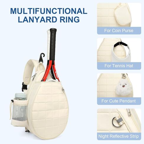Tennis Bag, Quilted Tennis Backpack Holds 2 Rackets, Waterproof Crossbody Sling Pickleball Bags for Women, Men and Youth in Kuwait