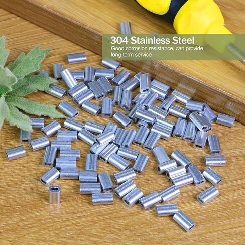 200pcs M1 Aluminum Cable Crimps, Crimping Loop Sleeve Wire Rope Sleeves, Metal Double Barrel Ferrules for Wire Rope End in Saudi Arabia