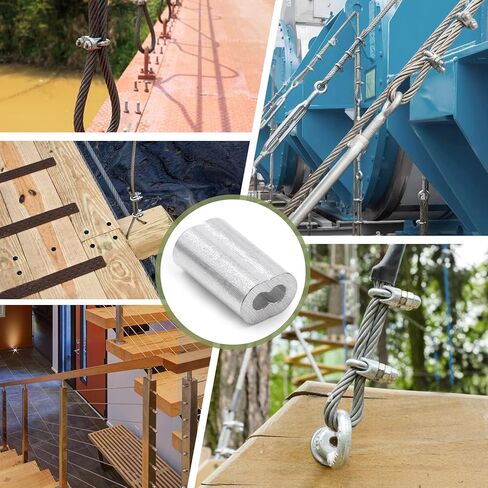 200pcs M1 Aluminum Cable Crimps, Crimping Loop Sleeve Wire Rope Sleeves, Metal Double Barrel Ferrules for Wire Rope End in Saudi Arabia