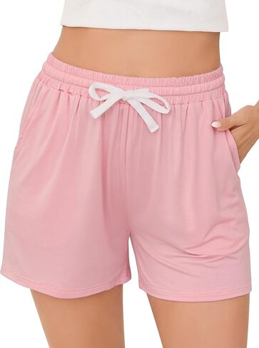 Vlazom Women's Pajama Shorts, Super Soft Pj's Bottoms Stylish Lounge Shorts for Sleep Gym Running with Drawstring Pockets in Kuwait