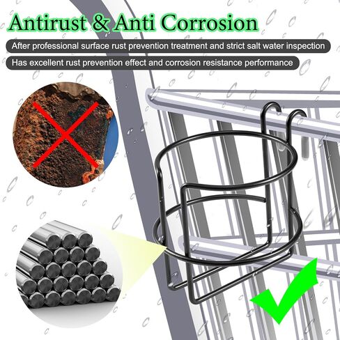 2 Pcs Shopping Cart Cup Holder with Bottom Bar, Updated Portable Cup Holder Reusable Shopping Carts Drink Holder Stainless Steel Cup Holder for Hanging Stanley Cup Coffee Cup Baby Bottle (Black) in Kuwait