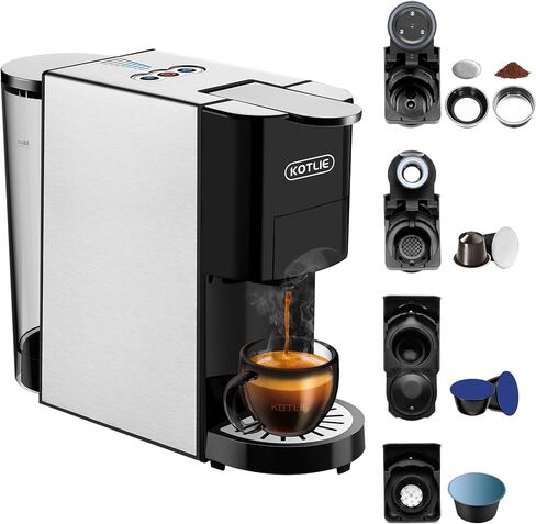 KOTLIE 5in1 Level 7 Water Volume Espresso Machine, 19Bar Single Serve Coffee Maker for KEU* K-Cup Capsules/NES* Original/Dolce Gusto//Ground Coffee/44mm ESE,Hot&Cold Brew Coffee Machine in Saudi Arabia