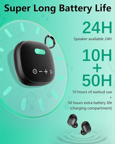 ONES MusPlay Wireless Speaker with Earbuds 2-in-1, Hi-Res Audio, Smart [ Bluetooth/AUX / MP3 ] [ Game/Music Mode ] [ 24 Hrs Speaker / 60 Hrs Earbud Ultra-Long Playback ] Portable Compact in Saudi Arabia