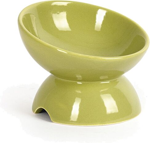 Ceramic Elevated Cat Food Bowl, Tilted Cat Food and Water Bowl, Anti Vomiting and Protect Pets' Spines Dishes for Small Dog, Fat Faced Cat, Kitten (Black) in Saudi Arabia