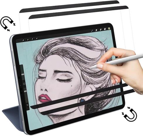 Magnetic Paper Screen Protector for iPad 9.7 Inch (2018/2017), iPad 6th/5th Generation/iPad Air 2, Air 1, Washable, Anti-Glare, Removable, and Reusable Paper-film for Drawing in Saudi Arabia