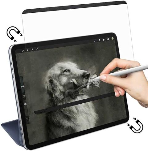 Magnetic Paper Screen Protector for iPad 9.7 Inch (2018/2017), iPad 6th/5th Generation/iPad Air 2, Air 1, Washable, Anti-Glare, Removable, and Reusable Paper-film for Drawing in Saudi Arabia