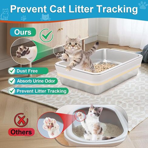Stainless Steel Sifting Litter Box,Sifting Cat Litter Box for Wood Pine Pellets,Medium Sifter Litter Pan System for Kittens,Odor Control,Easy to Clean,with Sifting Litter Box Liners and Metal Scoop in Saudi Arabia