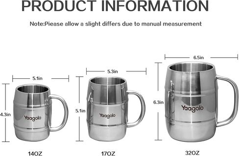 Beer Mug, 32oz Double Wall Stainless Steel Beer Stein with Handle, Insulated Stein Mug for Cold Drinks, Hot Coffee, Milk, Shatterproof Cups for Men Women, Gift for Beer Lovers in Saudi Arabia