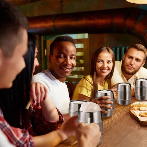 Beer Mug, 32oz Double Wall Stainless Steel Beer Stein with Handle, Insulated Stein Mug for Cold Drinks, Hot Coffee, Milk, Shatterproof Cups for Men Women, Gift for Beer Lovers in Saudi Arabia