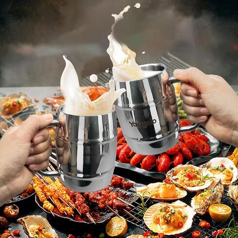 Beer Mug, 32oz Double Wall Stainless Steel Beer Stein with Handle, Insulated Stein Mug for Cold Drinks, Hot Coffee, Milk, Shatterproof Cups for Men Women, Gift for Beer Lovers in Saudi Arabia
