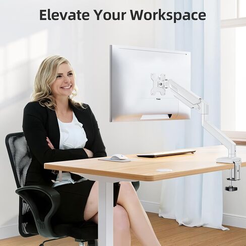 ذراع شاشة فردي لشاشات كمبيوتر مقاس 13-32 بوصة، وشاشات كمبيوتر بوزن 4.4-19.8 رطل، وحامل شاشة للمكتب، وارتفاع حامل شاشة قابل للتعديل، وحامل شاشة VESA للمكتب المنزلي مع قواعد مشبك وحلقة معدنية، لون أسود مجاني in Kuwait