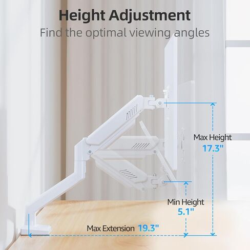 ذراع شاشة فردي لشاشات كمبيوتر مقاس 13-32 بوصة، وشاشات كمبيوتر بوزن 4.4-19.8 رطل، وحامل شاشة للمكتب، وارتفاع حامل شاشة قابل للتعديل، وحامل شاشة VESA للمكتب المنزلي مع قواعد مشبك وحلقة معدنية، لون أسود مجاني in Kuwait