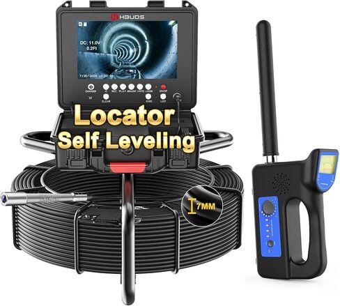 Sewer Camera with Locator 150ft, 7mm Thicker Cable, Self Leveling Drain Camera, Distance Counter, 9" 1080P HD Plumbing Camera Snake with Light, Pipe Inspection Camera Video/Audio Record 32GB in Saudi Arabia