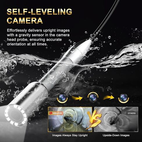 Sewer Camera with Locator 150ft, 7mm Thicker Cable, Self Leveling Drain Camera, Distance Counter, 9" 1080P HD Plumbing Camera Snake with Light, Pipe Inspection Camera Video/Audio Record 32GB in Saudi Arabia