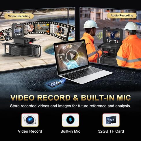 Sewer Camera with Locator 150ft, 7mm Thicker Cable, Self Leveling Drain Camera, Distance Counter, 9" 1080P HD Plumbing Camera Snake with Light, Pipe Inspection Camera Video/Audio Record 32GB in Saudi Arabia