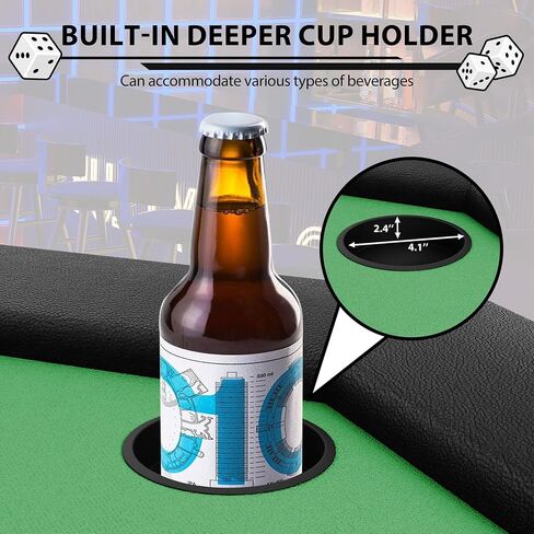Octagon Poker Table with 8 Cup Holders, Casino Leisure Table for 8 Players, Blackjack Gaming Table with Water-Resistant Cushioned Rail in Saudi Arabia