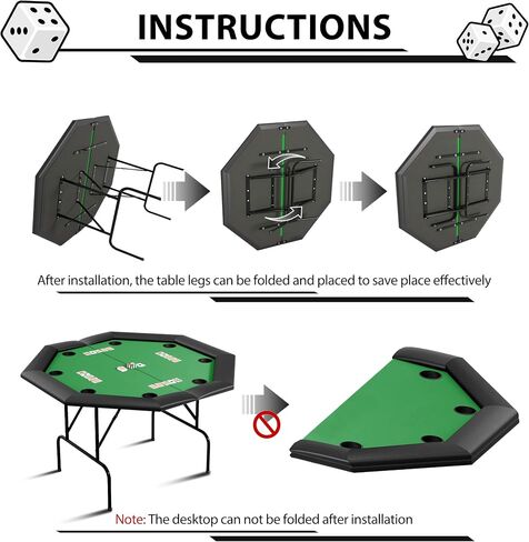 Octagon Poker Table with 8 Cup Holders, Casino Leisure Table for 8 Players, Blackjack Gaming Table with Water-Resistant Cushioned Rail in Saudi Arabia