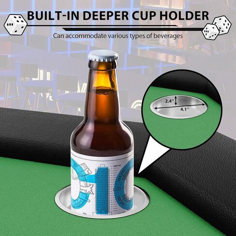 Octagon Poker Table with 8 Cup Holders, Casino Leisure Table for 8 Players, Blackjack Gaming Table with Water-Resistant Cushioned Rail in Saudi Arabia