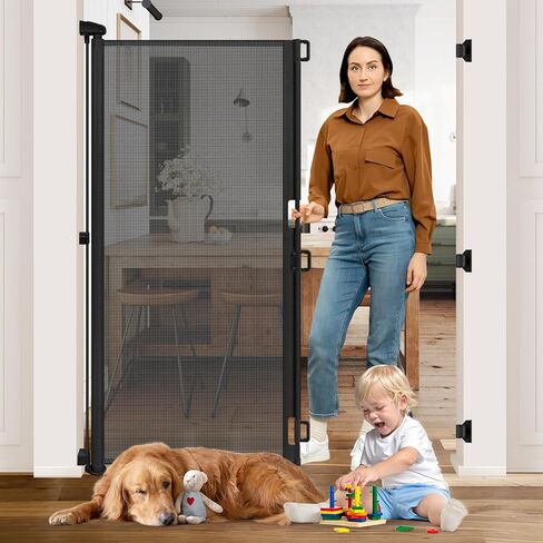 بوابة داخلية للحيوانات الأليفة بطول 65 بوصة، بوابة داخلية واسعة بطول 55 بوصة، بوابة للكلاب قابلة للسحب، بوابات خارجية للطوابق، بوابات أطفال قابلة للسحب للمداخل، بوابة كلب طويل القامة للباب الأمامي، بوابات شبكية للأطفال أو الحيوانات الأليفة، رمادي in Kuwait