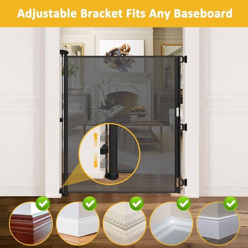 بوابة داخلية للحيوانات الأليفة بطول 65 بوصة، بوابة داخلية واسعة بطول 55 بوصة، بوابة للكلاب قابلة للسحب، بوابات خارجية للطوابق، بوابات أطفال قابلة للسحب للمداخل، بوابة كلب طويل القامة للباب الأمامي، بوابات شبكية للأطفال أو الحيوانات الأليفة، رمادي in Kuwait