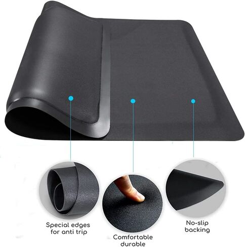 سجادات صالون التجميل لمصففي الشعر واقفة مضادة للتعب مقاس 3 × 4 بوصة، سجادة كرسي أرضية صالون الحلاقة - سجادة أرضية مربعة سوداء بسمك 1/2 بوصة، معدات تصفيف الشعر لقص الشعر in Kuwait