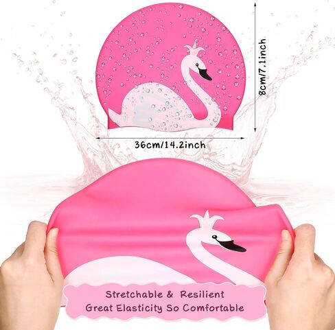 Syhood 3 Pcs Kids Swim Caps Baby Waterproof Bathing Caps Children Cartoon Swimming Hat for Long Short Hair Kids Boys Girls in Saudi Arabia