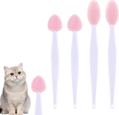 4Pcs Cat Acne Brush Set, Cat Acne Chin Treatment, Black Seed Exfoliating Brush, Dual Sided Silicone Cat Brush, for Cats Chin Acne and Blackhead Exfoliation in Saudi Arabia