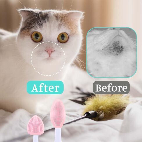 4Pcs Cat Acne Brush Set, Cat Acne Chin Treatment, Black Seed Exfoliating Brush, Dual Sided Silicone Cat Brush, for Cats Chin Acne and Blackhead Exfoliation in Saudi Arabia