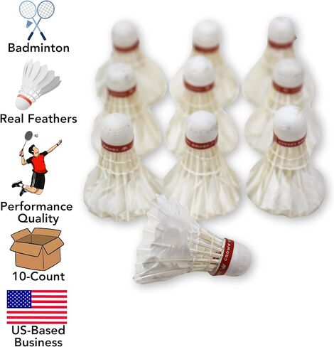 كرات الريشة الفاخرة من ريش الدجاجة الحقيقية من أيكونيكال، عدد 10، باللون الأبيض in Kuwait