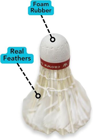 كرات الريشة الفاخرة من ريش الدجاجة الحقيقية من أيكونيكال، عدد 10، باللون الأبيض in Kuwait