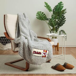 FOCO NFL Unisex-Adult NFL Team Color Big Logo Cloud Sherpa Blanket 60" x 70"