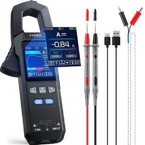 FNIRSI DMC-100 Digital Clamp Meter Multimeter 10000 Counts, Voltage Amp Tester 600A with Flashlight, AC/DC Voltage, AC/DC Current, Capacitance, Resistance, Continuity, Diode, Temperature, NCV