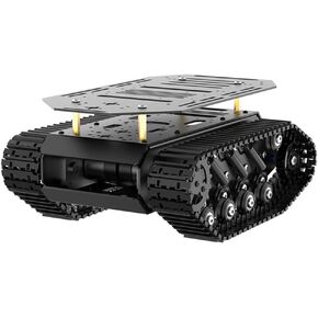 Robot Tracked Tank Car Chassis with Encoder DC Motor, Suspension Shock Absorption Chassis Car Double Layer Full-Metal Robotic Moving Platform Track for Arduion RPi Jetson DIY Maker Smart Robot Car