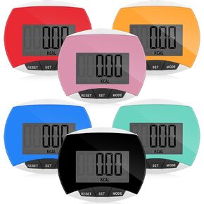 6 Pcs Simple Pedometer for Walking Bulk LCD Step Counter with Calories Burned Portable Step Tracker for Women Seniors Jogging Hiking Running Walking, 6 Colors