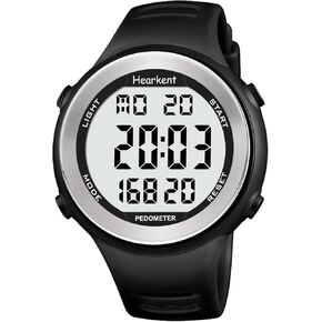 ساعة عداد الخطى مقاومة للماء بدون تطبيق مع ضوء، ساعة عداد الخطوات بشاشة رقمية لخطوات إنذار السعرات الحرارية والثواني، ساعة تعقب اللياقة البدنية للرجال والنساء in Kuwait